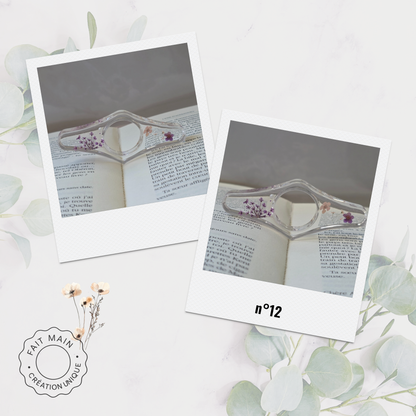Bague de lecture en résine avec fleurs séchées – Accessoire unique pour lecteur – Fait main – Cadeau original
