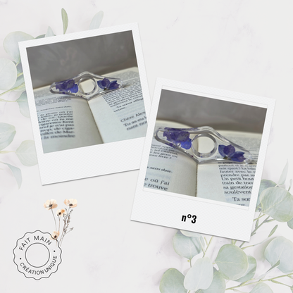Bague de lecture en résine avec fleurs séchées – Accessoire unique pour lecteur – Fait main – Cadeau original
