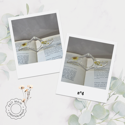 Bague de lecture en résine avec fleurs séchées – Accessoire unique pour lecteur – Fait main – Cadeau original