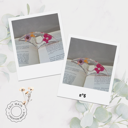 Bague de lecture en résine avec fleurs séchées – Accessoire unique pour lecteur – Fait main – Cadeau original