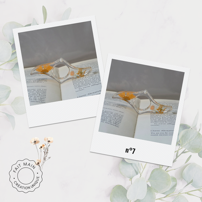 Bague de lecture en résine avec fleurs séchées – Accessoire unique pour lecteur – Fait main – Cadeau original