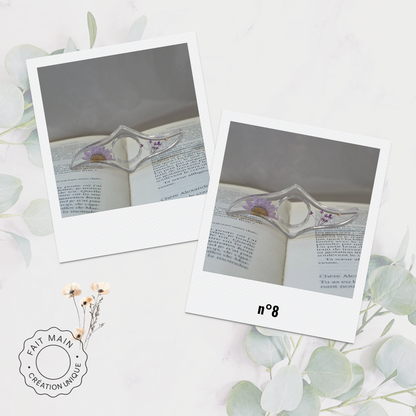Bague de lecture en résine avec fleurs séchées – Accessoire unique pour lecteur – Fait main – Cadeau original
