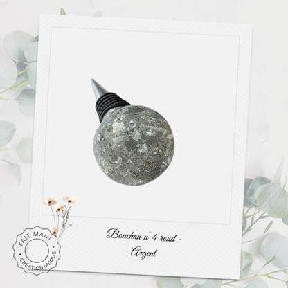 Bouchon décoratif pour bouteille – Résine artisanale avec éclats dorés ou argentés