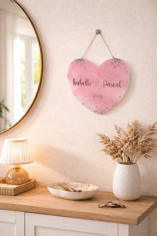 Suspension murale cœur personnalisée - couple