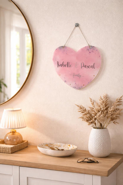 Suspension murale cœur personnalisée - couple
