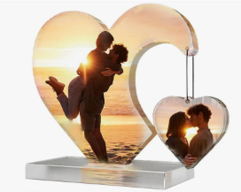 Support cœur personnalisé sur socle – Photo souvenir ou hommage