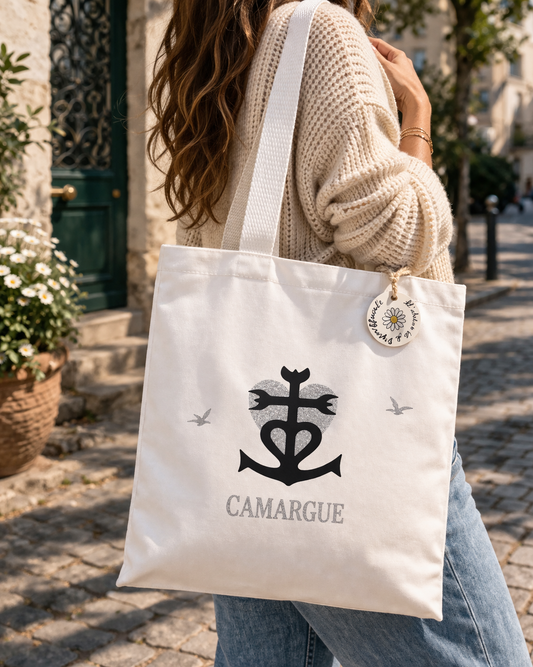 Tote Bag Camargue – coeur Croix camarguaise
