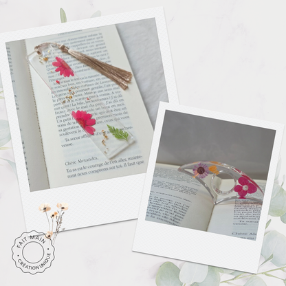 Ensemble bijoux lecture – Marque-page fleuri + Bague de lecture assortie