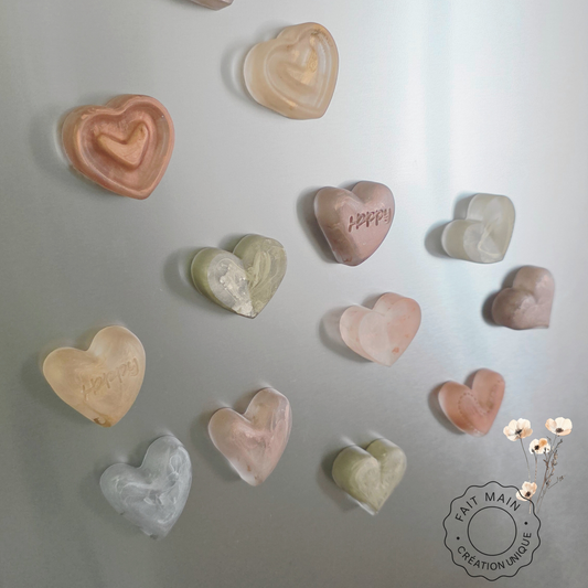 Lot de 4 magnets cœurs – Collection “Tendre Romance”