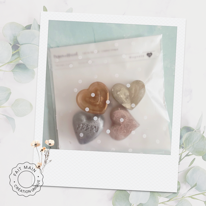 Lot de 4 magnets cœurs – Collection “Tendre Romance”