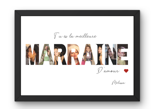 Cadre photo personnalisé MARRAINE – Cadeau émouvant et unique à offrir