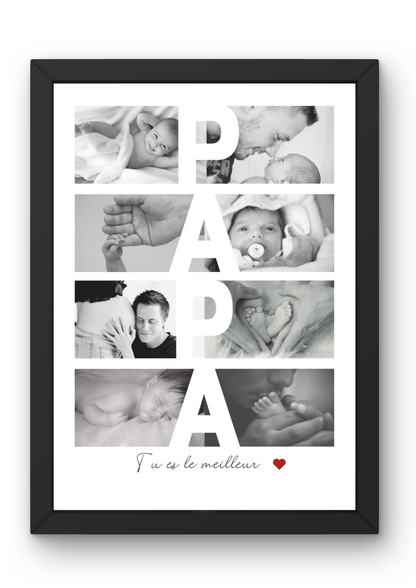 Cadre photo personnalisé - PAPA - Cadeau fête des pères avec photos et prénom