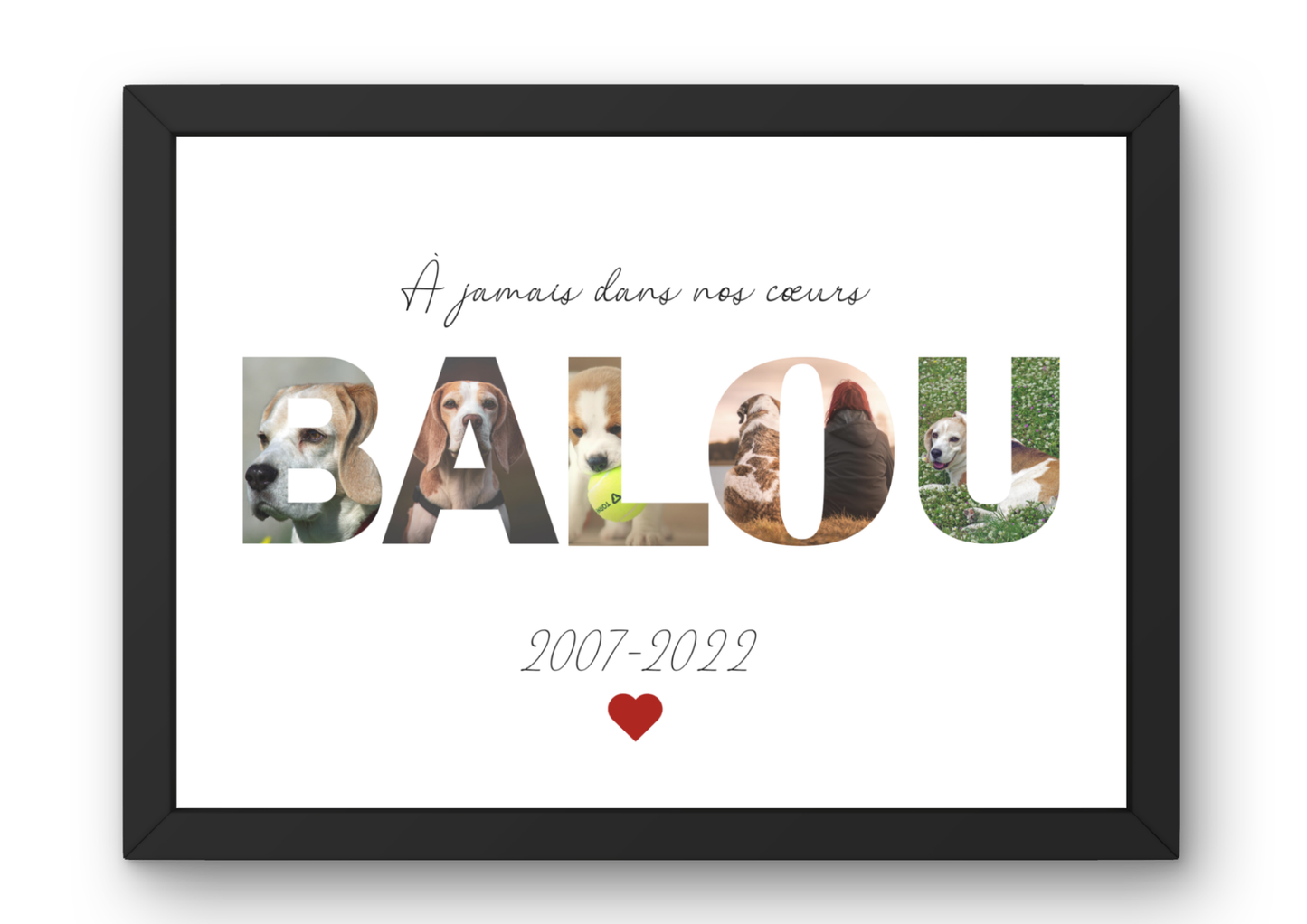 Cadre photo personnalisé pour animal de compagnie – Hommage ou souvenir plein d’amour