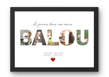 Cadre photo personnalisé pour animal de compagnie – Hommage ou souvenir plein d’amour